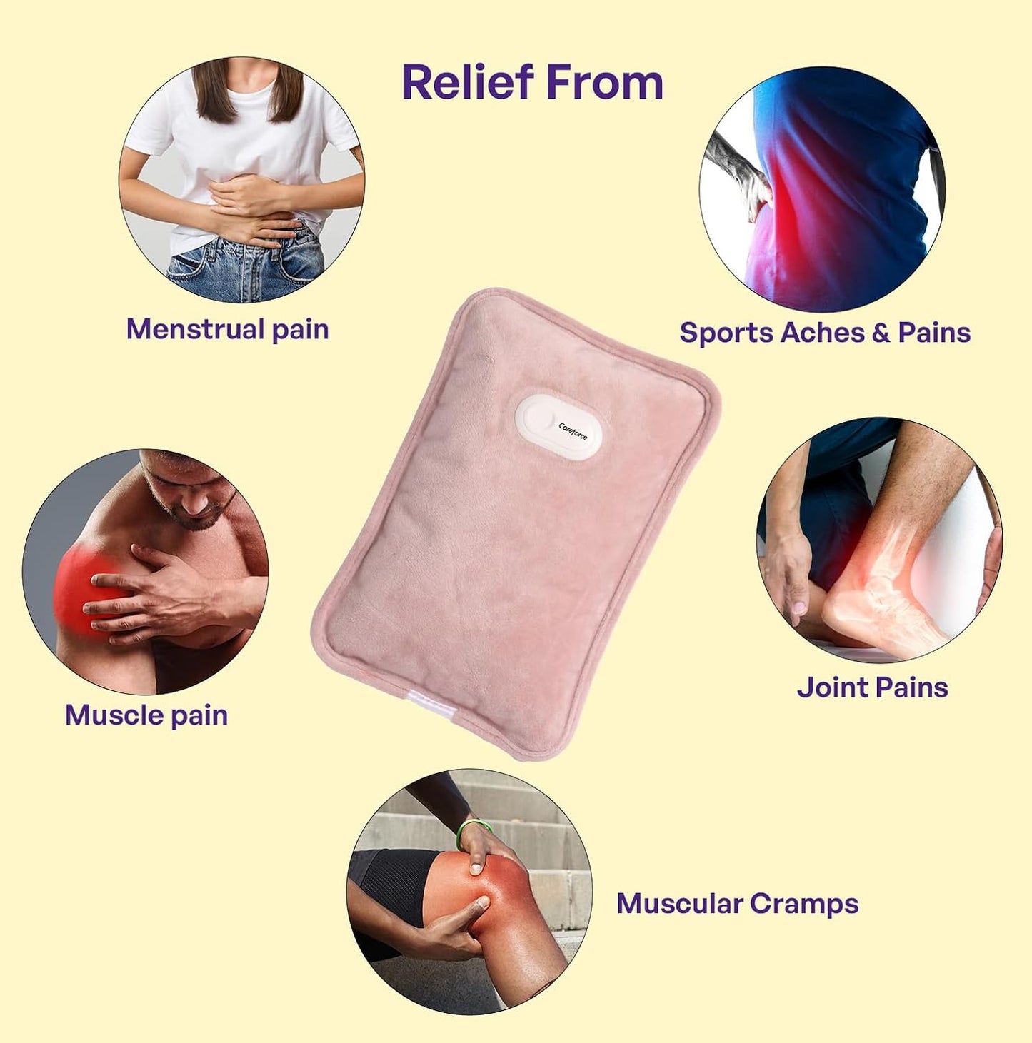 Careforce Electric Hot Water Bag Electric Hot Bag Heating Bag Hot Pack Warm Water Bag Hot Gel Bag Electric Heat Bag- Pink