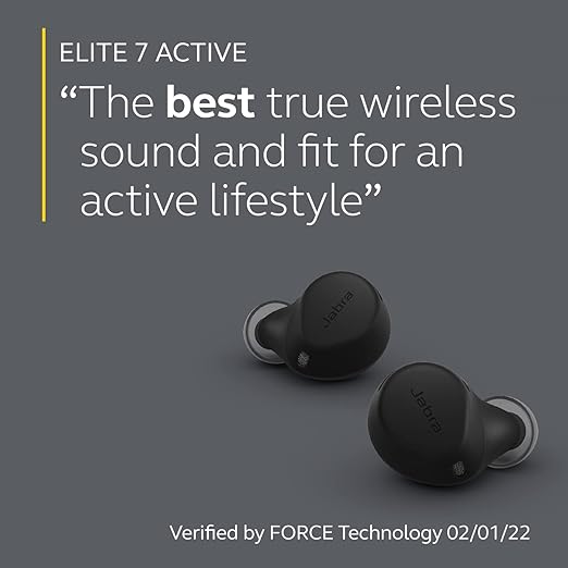 Jabra Elite 7 Active in-Ear Bluetooth Earbuds - True Wireless Sports Ear Buds with Jabra ShakeGrip for The Ultimate Active fit and Adjustable Active Noise Cancellation - Black
