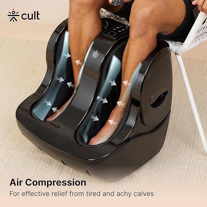 Cult Carson Plus with Air Compression, Vibration & Warm Therapy, Pain Relief, Foot & calf Massager (Carbon Black)