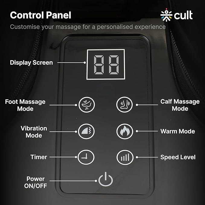 Cult Carson Plus with Air Compression, Vibration & Warm Therapy, Pain Relief, Foot & calf Massager (Carbon Black)