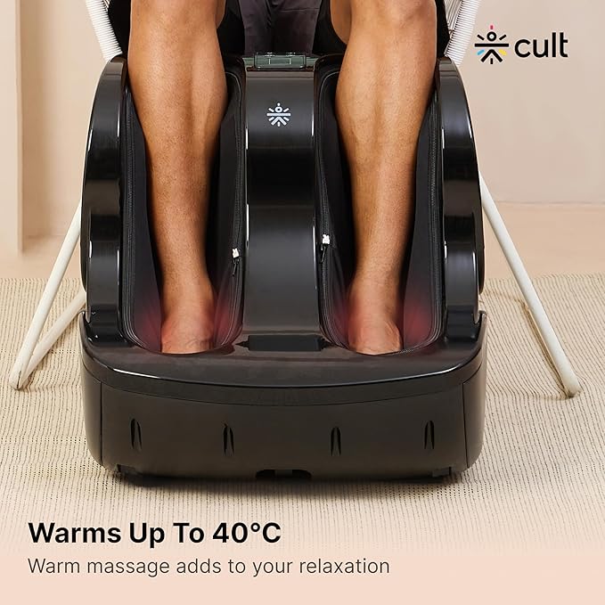 Cult Carson Plus with Air Compression, Vibration & Warm Therapy, Pain Relief, Foot & calf Massager (Carbon Black)