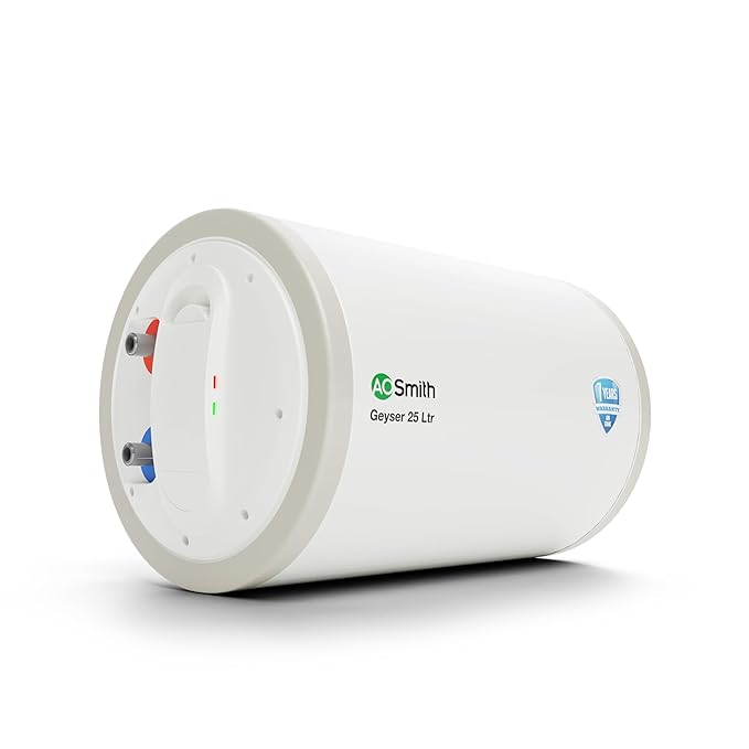 AO Smith HAS-X1-025-LHS Storage 25 Litre Horizontal Water Heater (Geyser) Rust-proof outer Body|Compact Size|Fits under false ceilings|Suitable- High-rise Buildings|8 Bar High Pressure rating