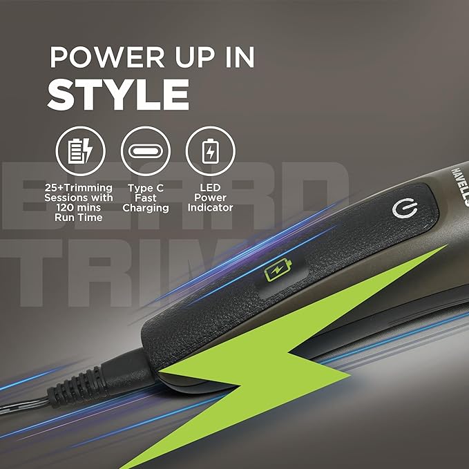 Havells Electric Beard Trimmer | Ipx7 Fully Washable | 120 Minutes Runtime | Upto 13Mm Length Settings | Cord & Cordless Use | 2 Years Guarantee | Brown | Bt5115 - Men