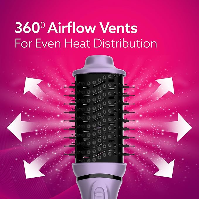 AGARO HV2179 Lite 2 in 1 Hair Volumizer Brush,Hair Dryer for Women,1200 Watts,Ceramic Coated Surface, 360° Air Flow Vents,Hot Air Blow Brush,All-in-one Hair Dryer Straightener Combo(Black & Purple)