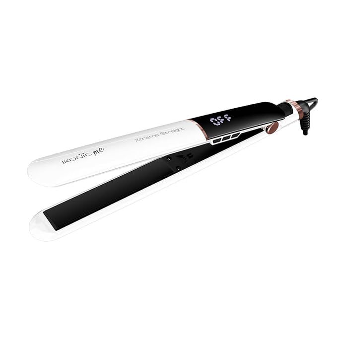 Ikonic Me Xtreme Hair Straightening Machine for Women & Men | Quick Heating Ceramic Floating Plate | Digital Temperature Display Straightener Curler Styling Tool | 360° Cord | Frizz-Free Shiny Salon Finish - Stone