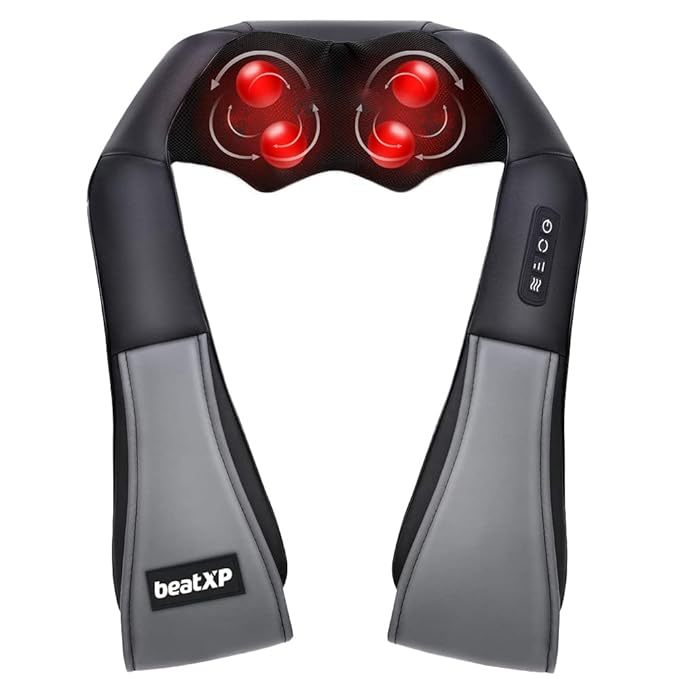 beatXP Deep Heal Shiatsu Massager with Infrared Heat Therapy | Full Body Massager with 4D Kneading Massage for Shoulder, Neck, Back, Muscle Pain Relief, 1 Year Warranty, Corded Electric
