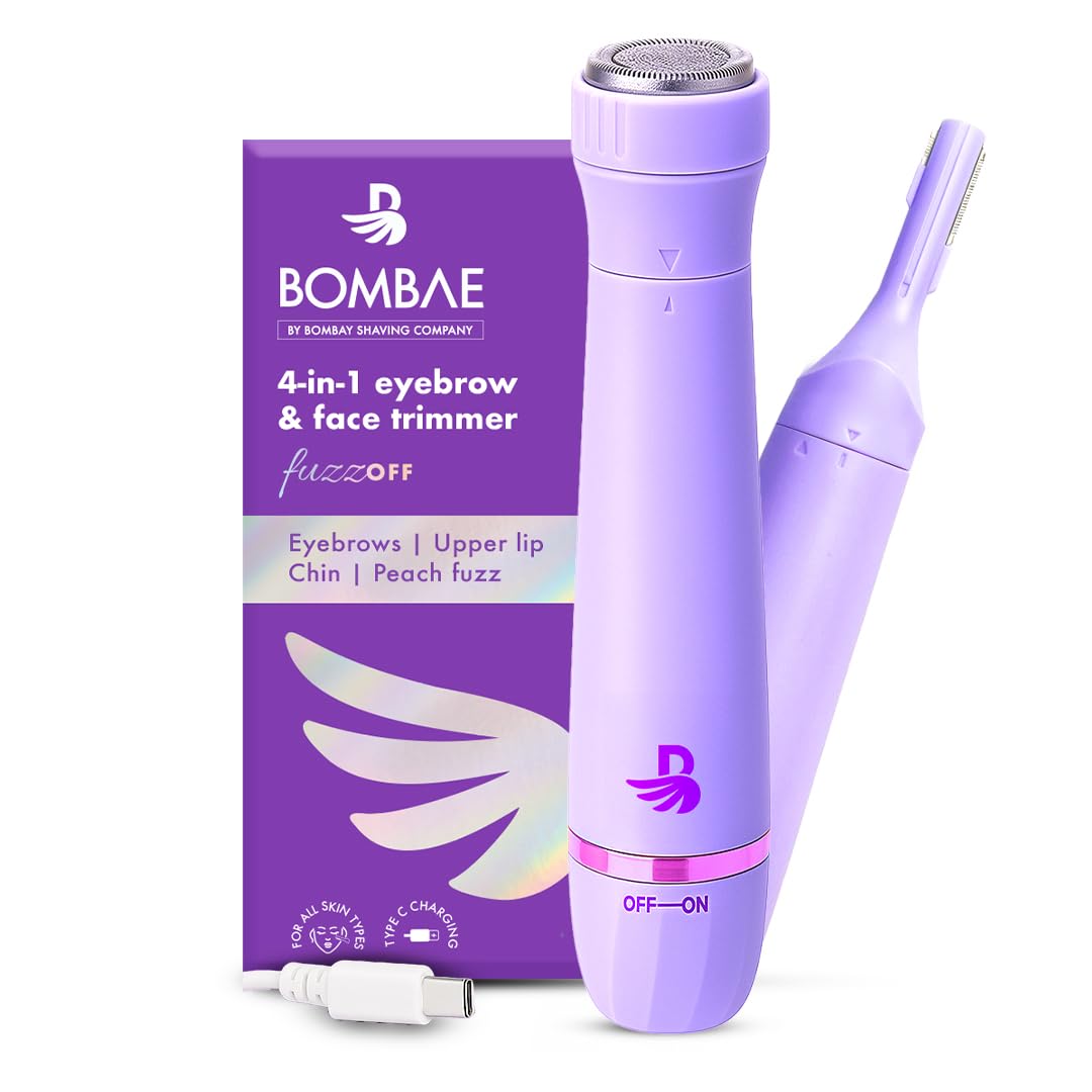 Bombae 4 In 1 Face & Eyebrow |Trimmer For Women All In One|Eyebrow Trimmer|Facial Hair Removal Machine |Women Trimmer | 90 Min Runtime | C Type Charging | For Eyebrows, Upperlips, Sideburns, Chin, Peach Fuzz