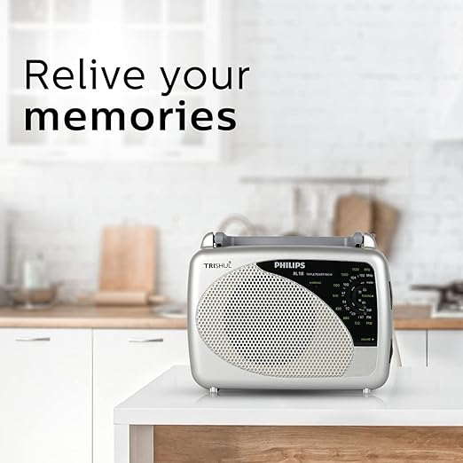 Philips Portable Radio RL118/94 3-in-1 Power Source (Li-ion Rechargable Battery, 3V DC & 230V AC), FM/AM Radio, 200mW RMS Sound Output, Telescopic Antenna, Manual Tuning