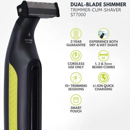 HAVELLS ST 7000 Rechargeable Dual-Blade Shaver + Trimmer (Yellow) Trimmer 60 min Runtime 3 Length Settings