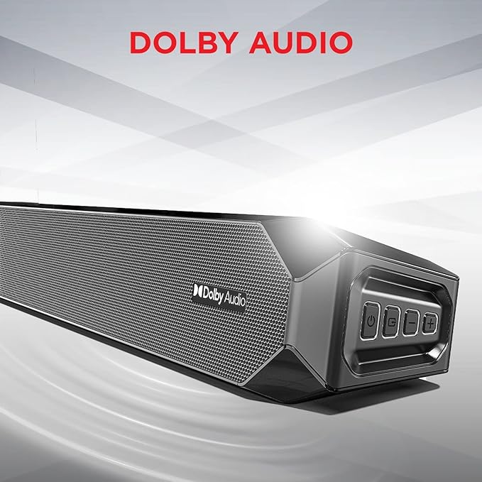 Boat Aavante Bar 1200D Soundbar with Dolby Audio, 100W RMS Boat Signature Sound, 2.1 Channel with Wired Subwoofer, Entertainment EQs, Multi-Connectivity & Master Remote Control(Black)