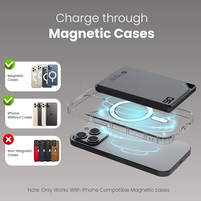 Portronics Boosty 5k 5000mAh 15W Wireless Magnetic Fast Charging Nano Powerbank, Metallic Finish, 20W Type C PD Output, Light Weight, Compatible with iPhone 12 Above, Other Qi Enabled Devices
