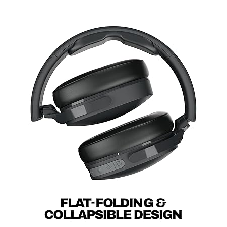 Skullcandy Hesh Evo Over-Ear Wireless Headphones, 40mm Drivers, 36Hr Playtime + Rapid Charge, Flat-Folding and Collapsible, Light Weight Heavy Audio Bass, Work with Android and iOS- Black