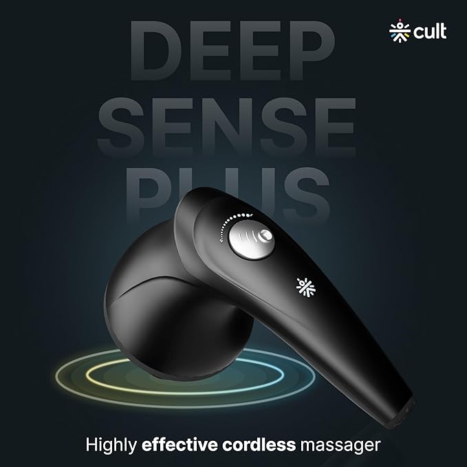 CULT Deepsense Plus, Cordless Electric Hammer Full Body Massager, 4 Interchangeable Heads, Protective Mesh Cover, Adjustable Speed Settings, Deep Tissue Massage, Relieve Back, Leg, Arm & Foot Pain