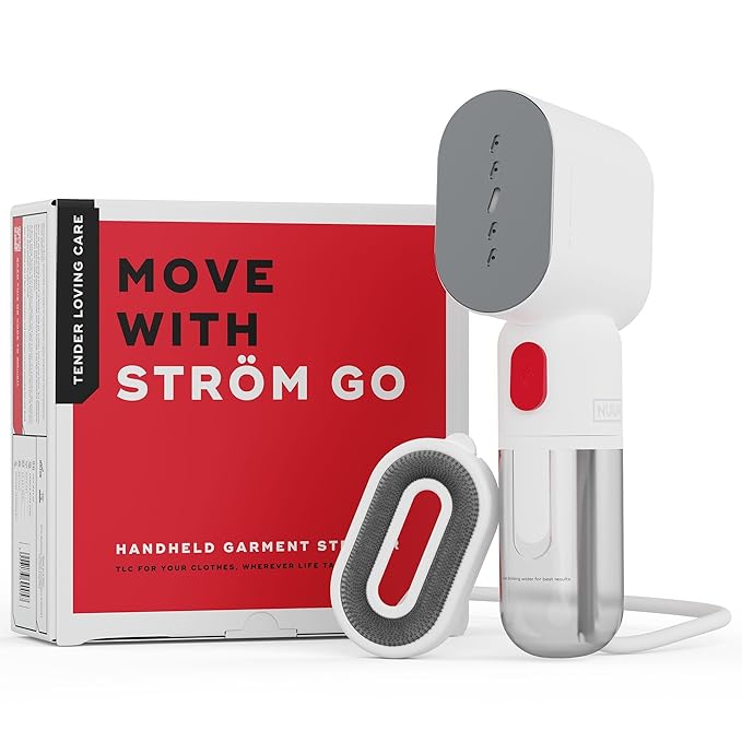 NUUK STROM GO Super Compact and Lightweight Travel Garment Steamer For Clothes | FREE Heat Resistant Travel Pouch | Vertical & Horizontal Steaming | 20g/min Steam | 30 Sec Heat Up | 100ml Water Tank