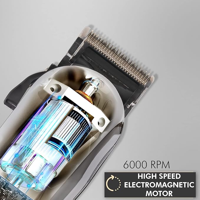 VEGA PROFESSIONAL Pro Power Hair Clipper Professional Hair Clipper for Salon and Home Use with Japanese Stainless-Steel Taper Blades, 6000 RPM, Attachment Guide Combs (VPMHC-02)