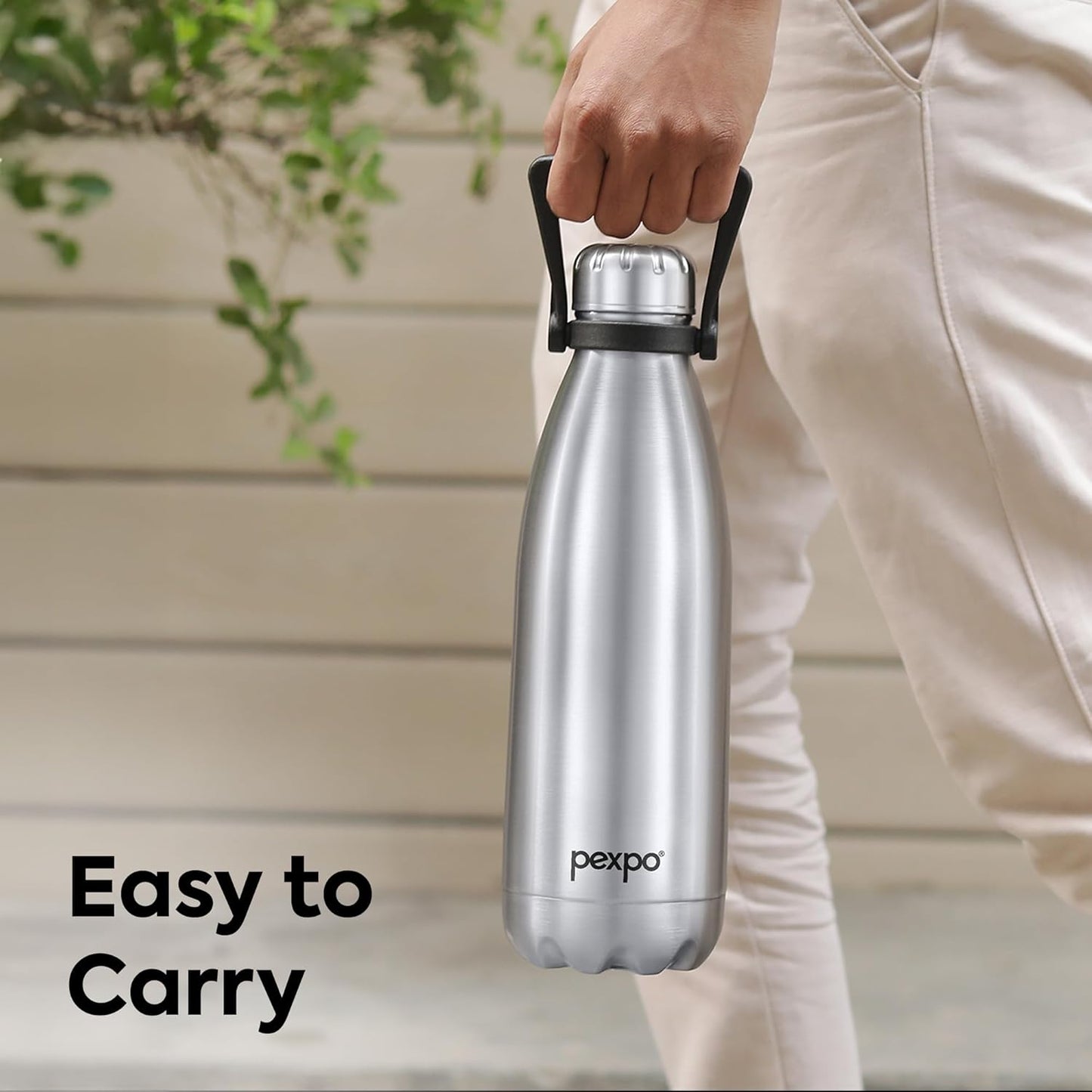 Pexpo Echo 1800, Hot and Cold thermosteel Water Bottle With Carry Handle 1750 ml Steel Flask (Pack of 1, Silver)