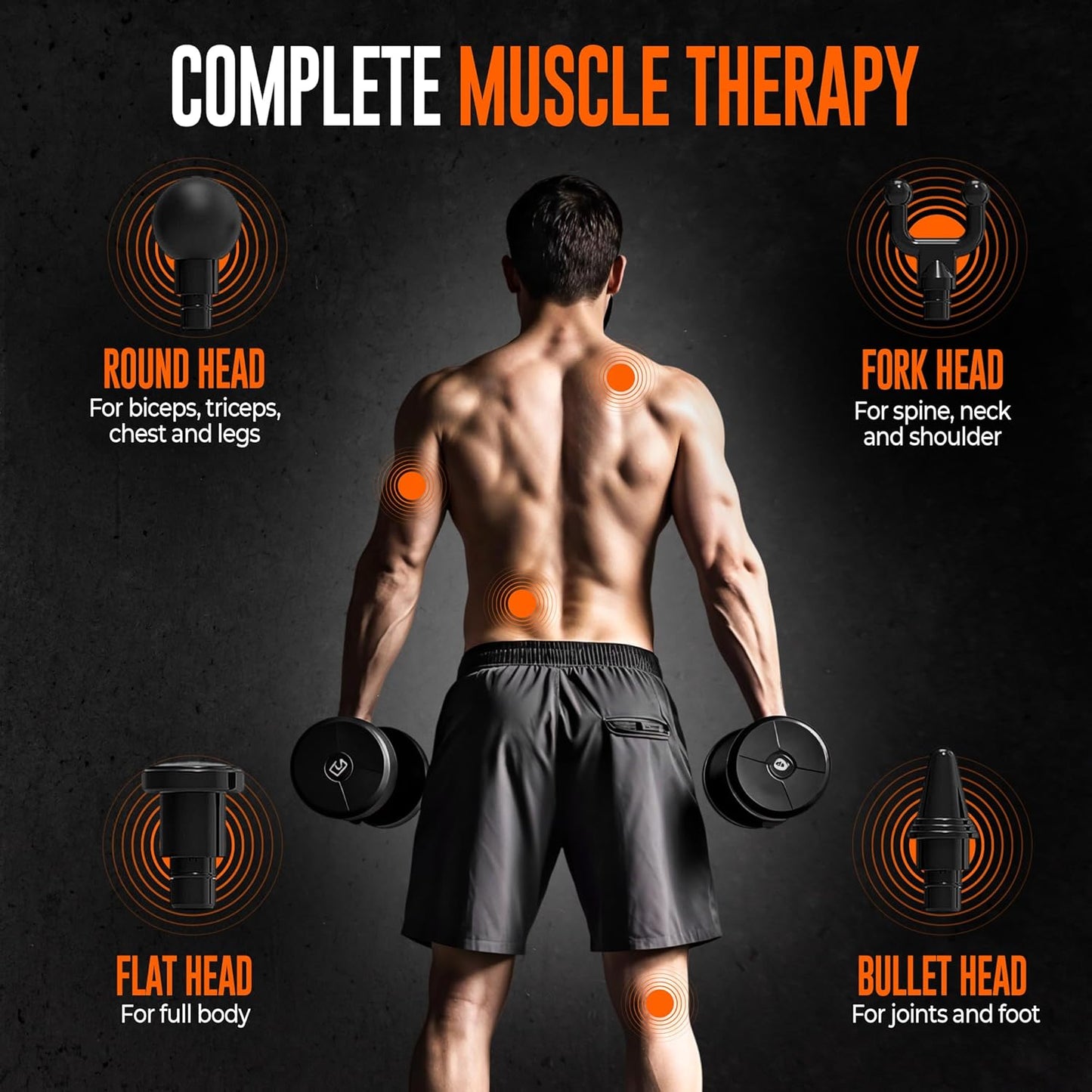 Beardo Deep Tissue Massage Gun | Sports Massager | Full Body Massager Machine for Pain Relief | 99 Performance Modes | Massage Machine for Body Pain | Faster Muscle Recovery with Multiple Attachments