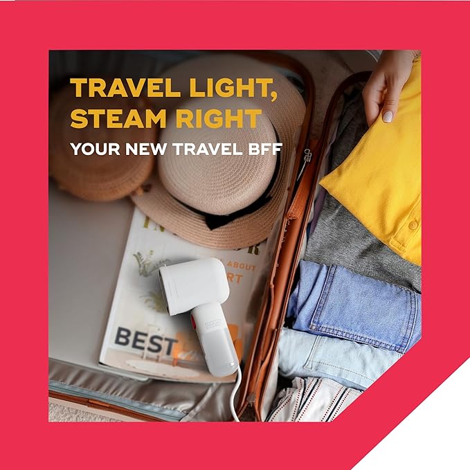 NUUK STROM GO Super Compact and Lightweight Travel Garment Steamer For Clothes | FREE Heat Resistant Travel Pouch | Vertical & Horizontal Steaming | 20g/min Steam | 30 Sec Heat Up | 100ml Water Tank