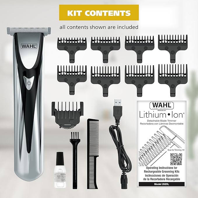 WAHL Premier Series Cordless USB Rechargeable Trimmer for Men with Smart LED Charge Indicator, Self-Sharpening T-BLADE,Adaptive Speed Control,Lithium Ion Technology, 150 Mins Runtime, 5 Years Warranty