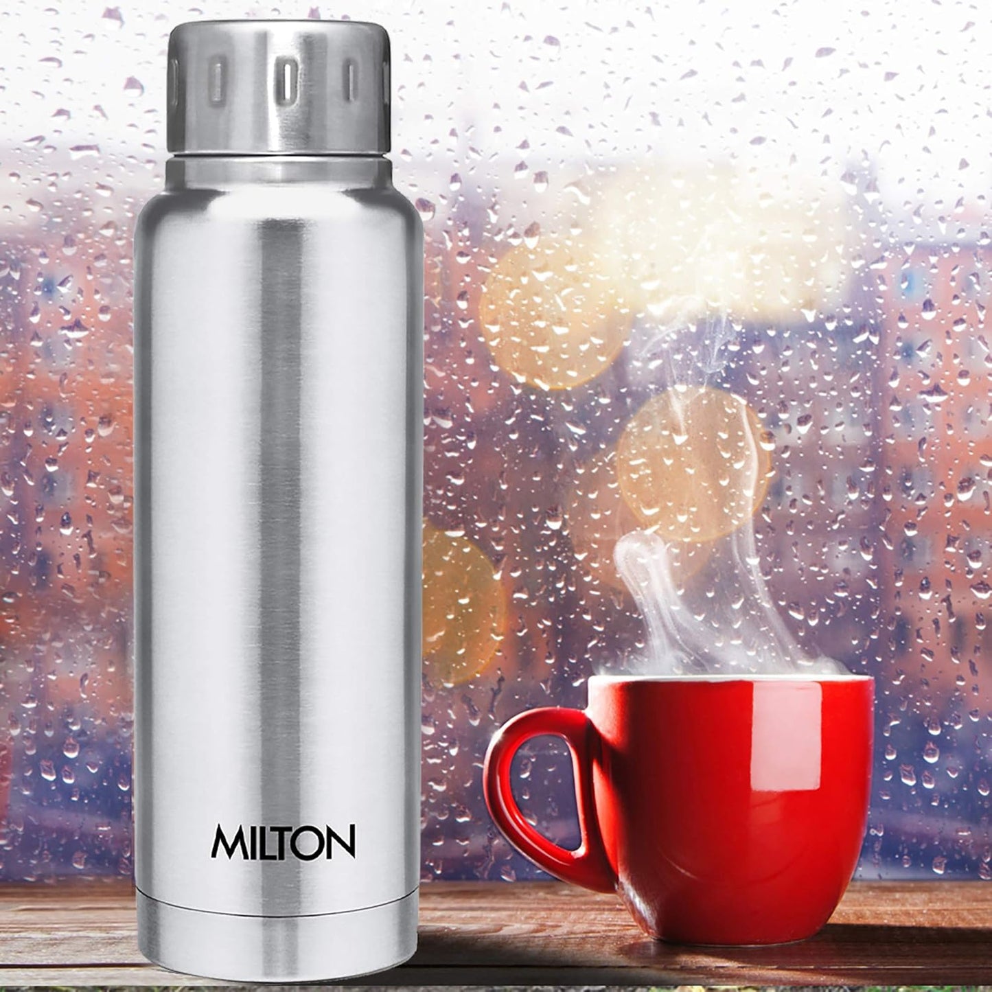 Milton Elfin 300 Thermosteel Water Bottle 300 ml, 24 Hr Hot and Cold I Leak Proof Lid, ISI Certified I Vacuum Insulated I for Office, Gym, School I Silver