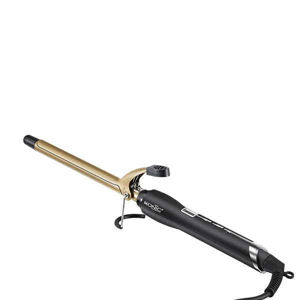 IKONIC CURLING TONG- 22MM 8inch Titanium Barrel Hair Curler Machine (BLACK & GOLDEN) with Safety Clip, Comfortable Rubber Grip for Salon like Hair Curls, Professional Hair Styling Tool CT-22