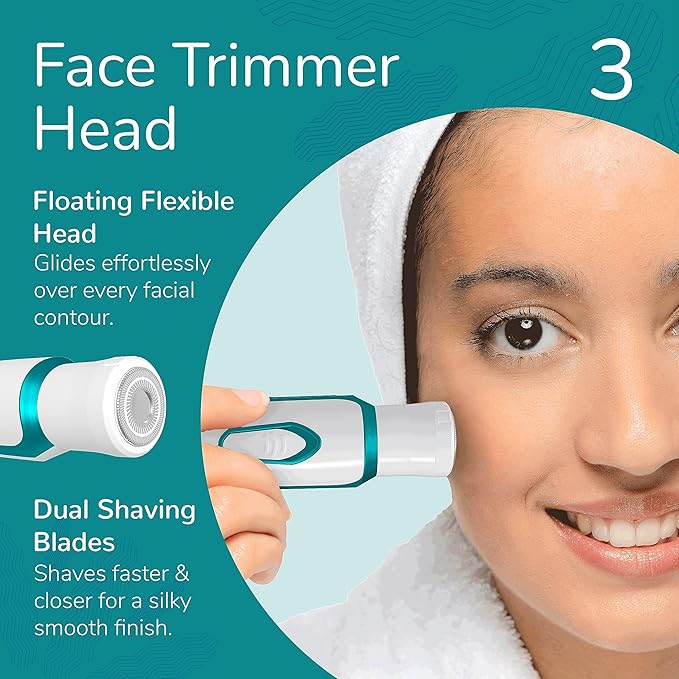 Caresmith Bloom 4 in 1 Face & Body Hair Trimmer for Women CS312| 3 Heads- Body Trimmer & Shaver, Face Trimmer & Eyebrow Trimmer | Rechargeable | Hair Removal Machine for Women, Green