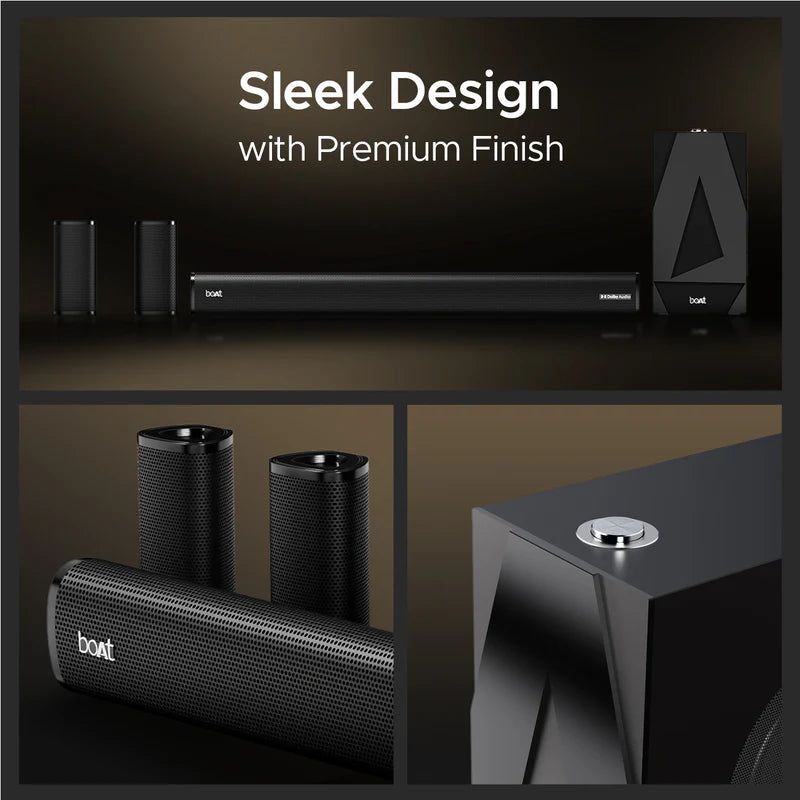BoAt Aavante Bar 3100D with Dolby Audio, EQ Modes & Sleep Design 260 W Bluetooth Soundbar (Premium Black, 5.1 Channel)