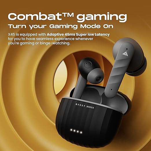 Boult Audio X45 Truly Wireless in Ear Earbuds with 40H Playtime, 45ms Low Latency Gaming, 4 Clear Calling ENC Mic, 13mm Drivers, Type C Fast Charging, Bluetooth 5.3 Ear Buds TWS, IPX5 Earpods (Black)
