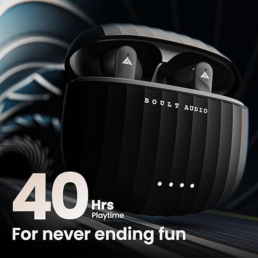 Boult Audio K35 Truly Wireless in Ear Earbuds with 35H Playtime, Zen™ ENC Mic, 45ms Low Latency, 13mm Bass Drivers, Type-C Fast Charging, Made in India, Touch Control, IPX5 Ear Buds TWS (Black)