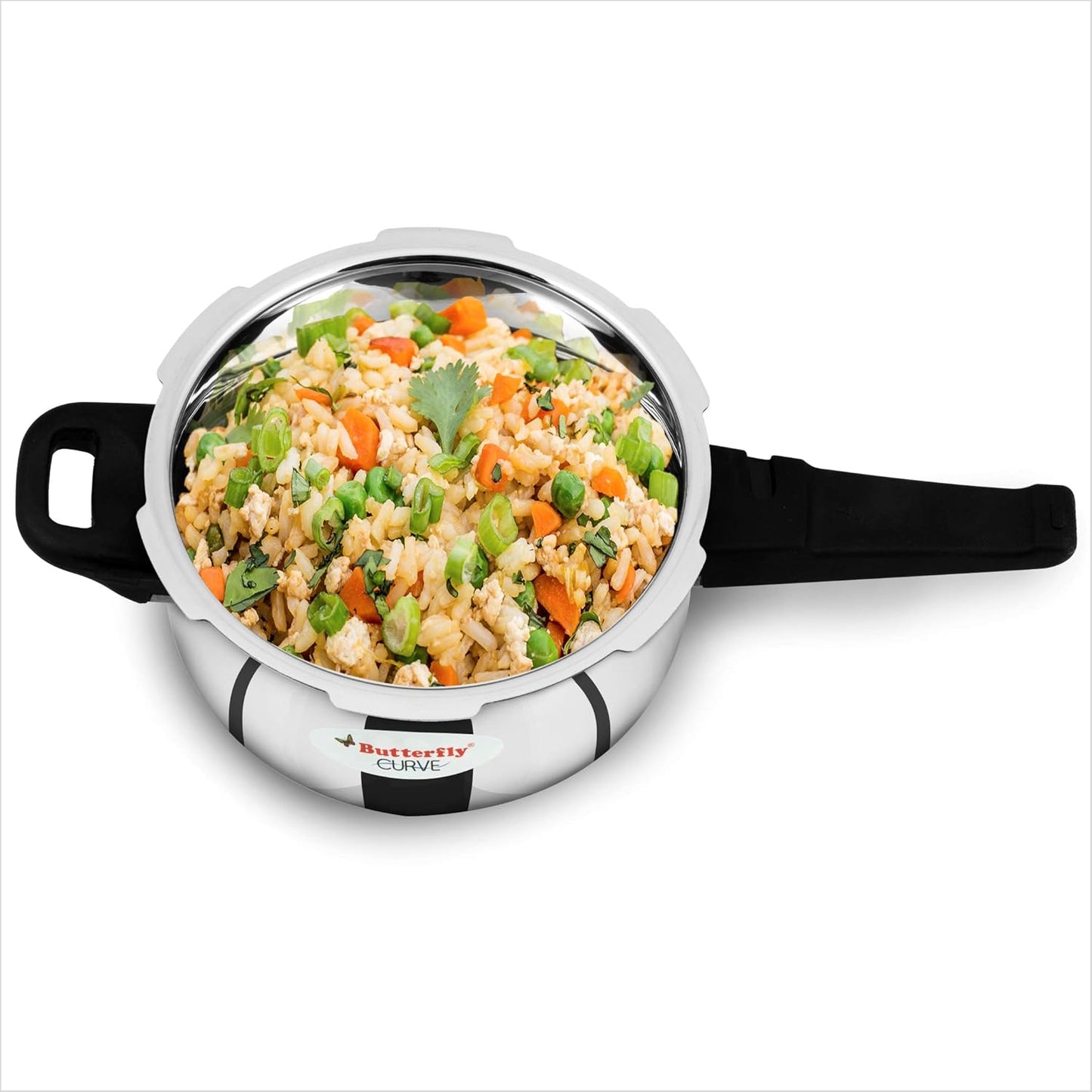 Butterfly Curve 3 Litres Pressure Cooker | Outer Lid Quality Stainless Steel | Induction and Gas Stove Compatible | ISI Certified | 5 Years Manufacturer's Warranty | Silver