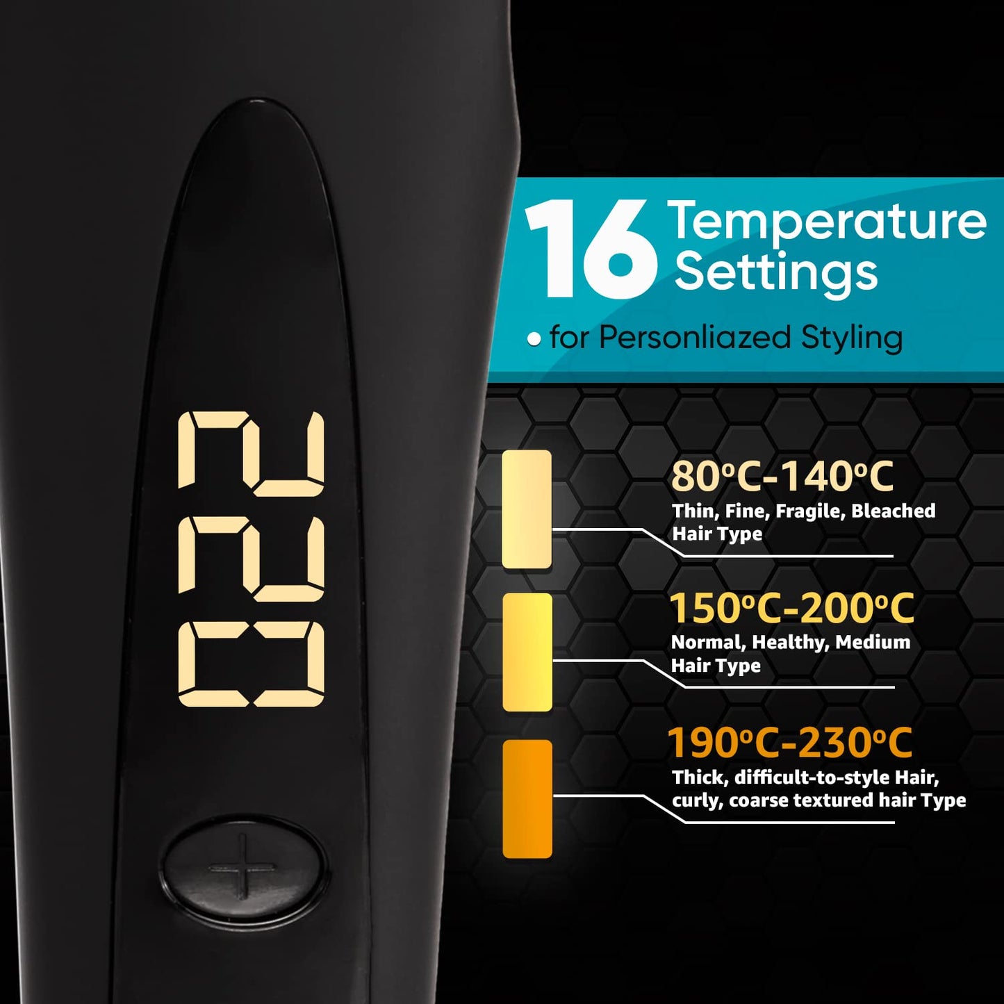 Vega Black Shine Hair Straightener Brush for Women with Ionic & Thermoprotect Technology and 16 Temperature Settings, Protection of Scalp from Heat Damage, Hair Straightening Brush, (VHSB-04)