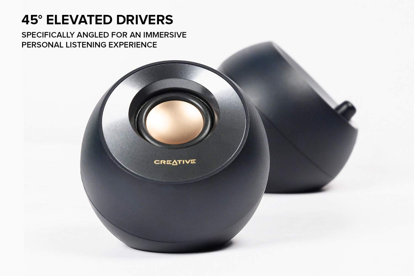 Creative Pebble V2 - Minimalistic 2.0 USB-C Powered Desktop Speakers, 3.5 mm AUX-in, 8W RMs with 16W Peak Power for Computers and Laptops, Type-A Adapter Included and Extended Cable (Black)
