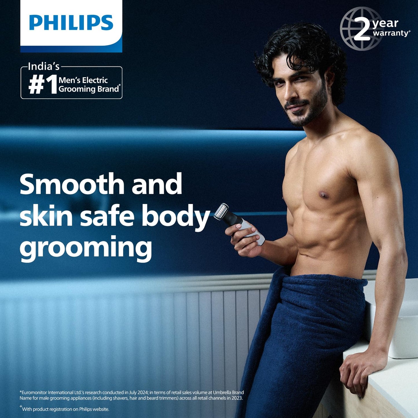 Philips Body Trimmer for Men-Clinically Tested for Sensitive SkinI Patented Pearl Tip & Hypo allergenic foilI Skin Safe GroomingI Trim or Shave Basis Your StyleI ShowerproofI3 Year Warranty-BG3007/01