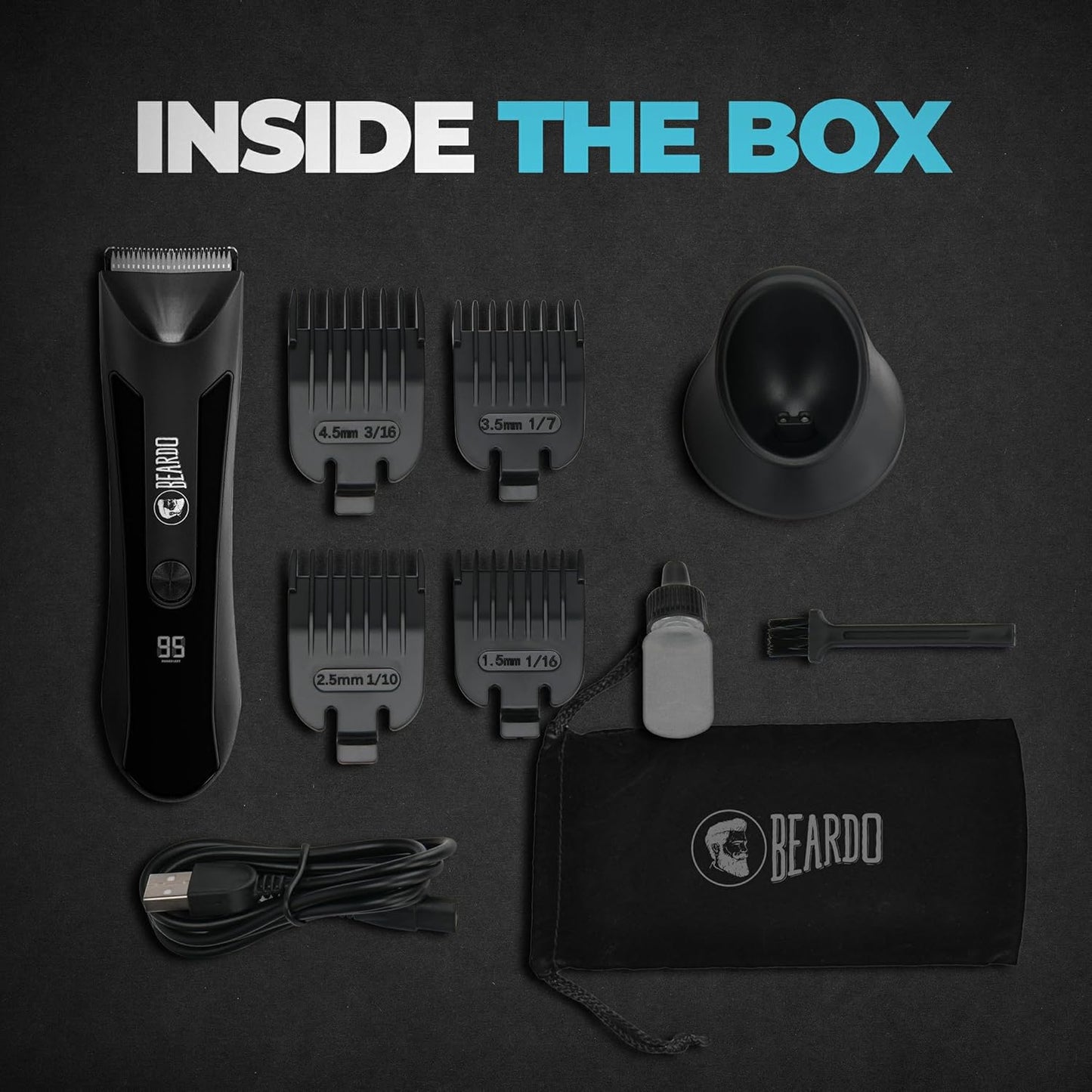 Beardo incrediBALL Trimmer for Men | Ball Trimmer for Men with Skin Safe Tech | No Nicks with Ceramic Blades | Shower friendly IPX5 Water resistant | LED display, LED torch, Dock .
