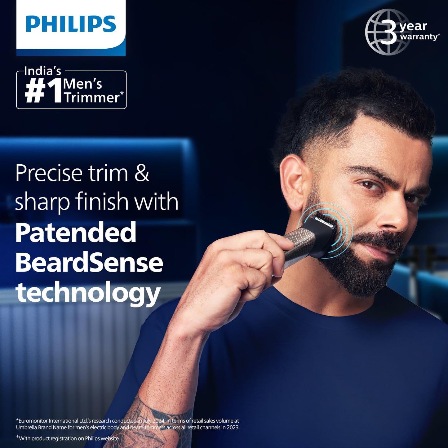 PhilipsIndia's No.1 Men's Trimmer| Pro BeardSense Technology| 15-in-1 Pro Kit - Face, Body & Private Parts| Premium All Metal BodyI 3 Year WarrantyI 1