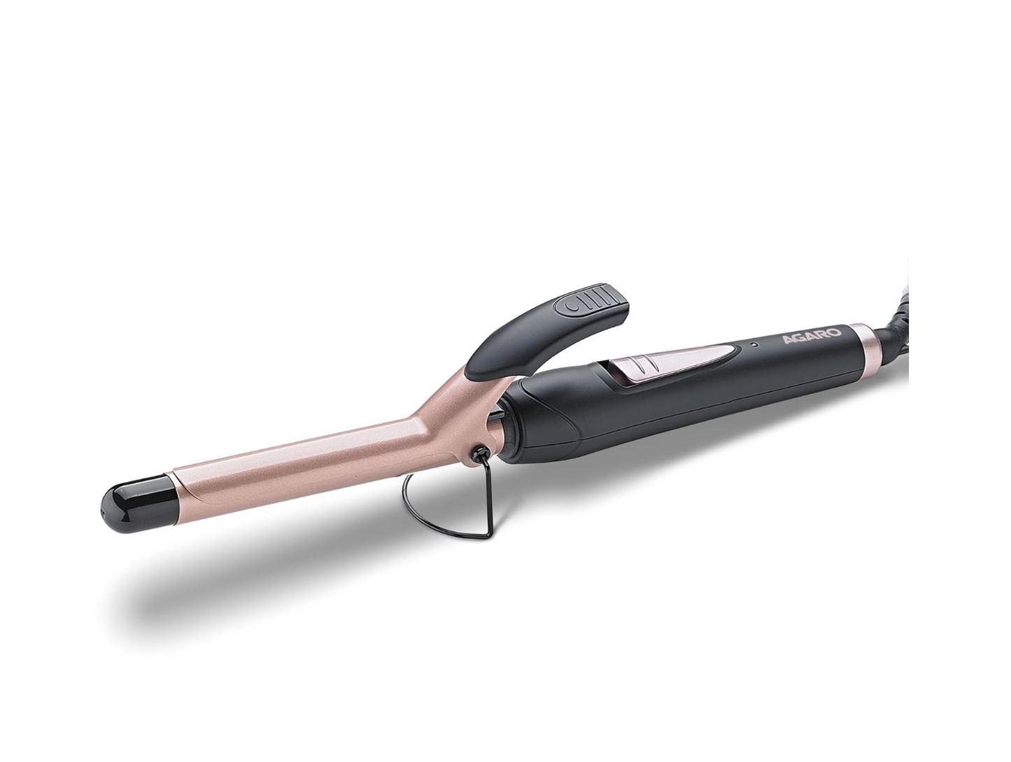 AGARO HC7001 Hair Curler with 19MM Barrel, Rod, Tong, Tourmaline Infused Ceramic Coated Plates, Cool Touch Tip, Fast Heating, for Women, Long and Short Hair Curling, Styling, Black & Rose Gold