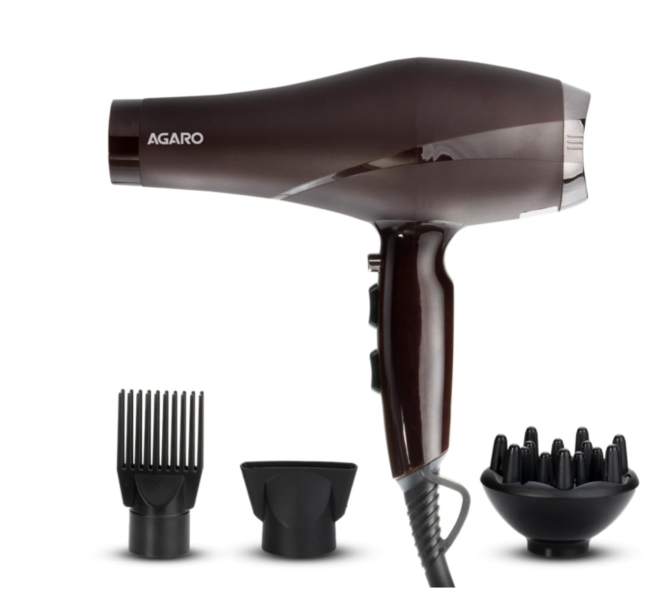 AGARO HD-1120 2000Watt AC Professional Hair Dryer with Comb, Concentrator & Diffuser Nozzles, Hot & Cold Air,2 Speed,3 Temperature Settings with Cool Shot, Hair Dryer& Blower for Men Women,Matte Black
