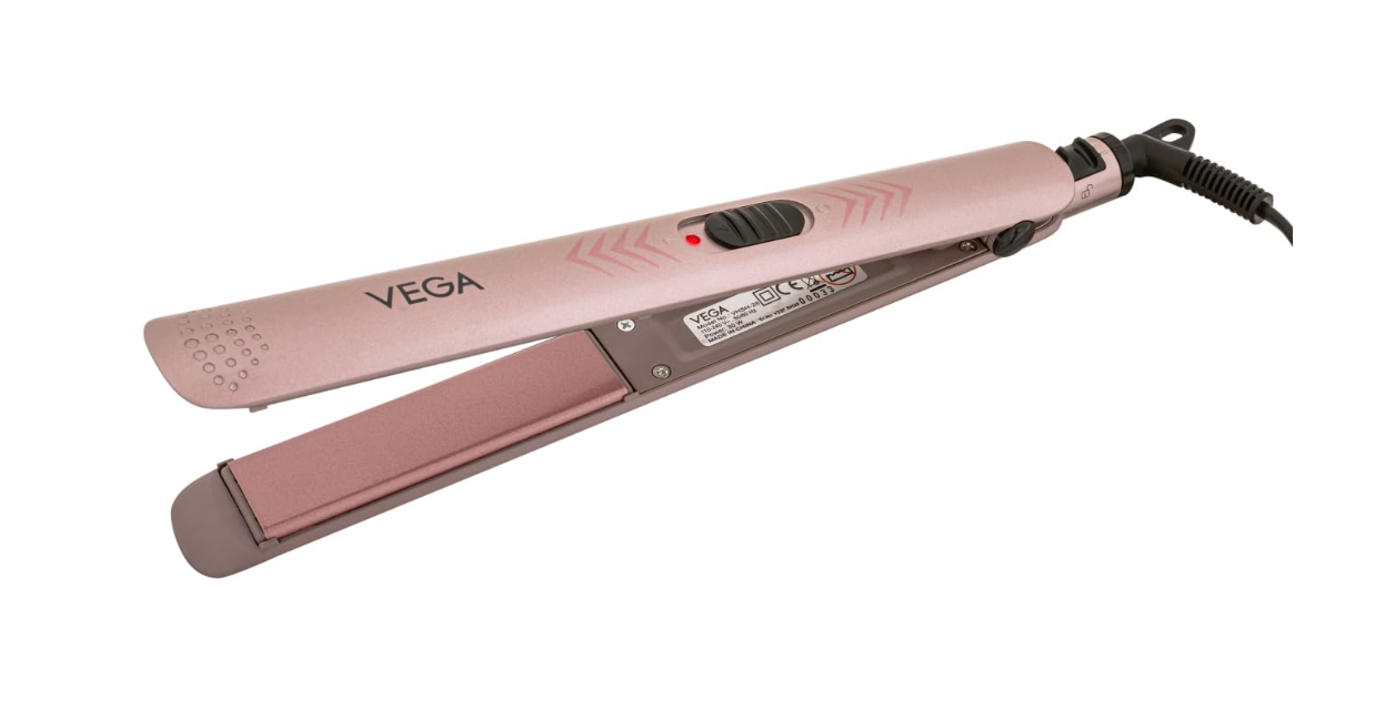 Vega K Shine Hair Straightener for Women with Keratin infused Plates for Minimise Hair Damage, Heat upto 200°C, Power Indicator Light, Rose Gold, (VHSH-28)