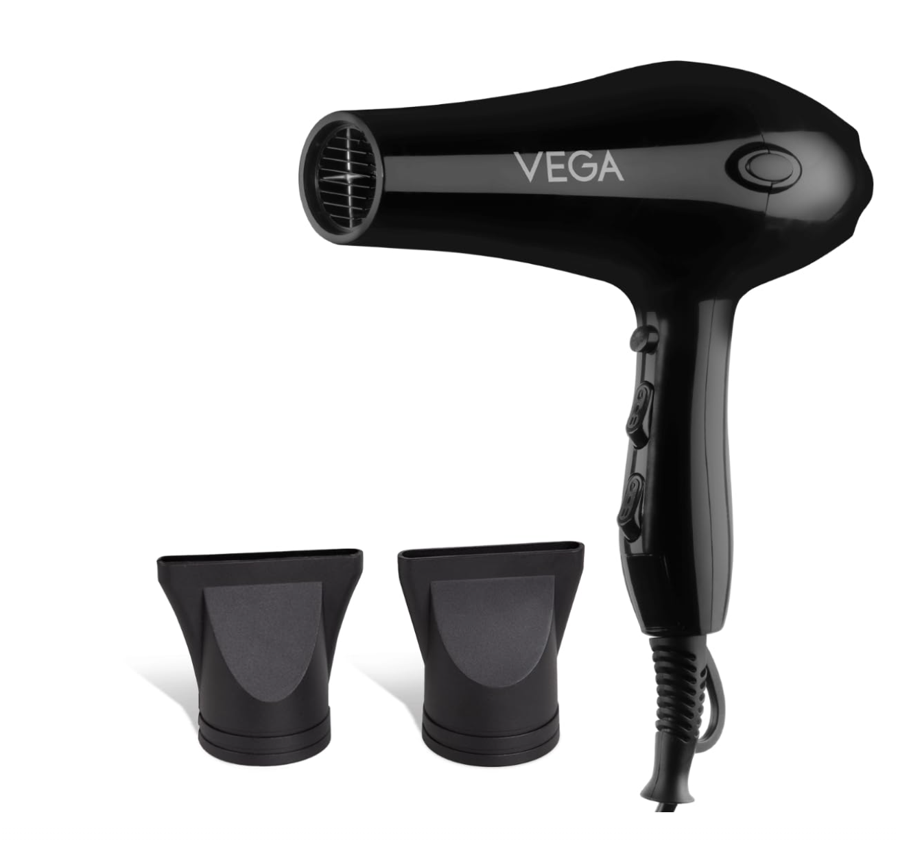 Vega VHDP-02 Professional Hair Dryer For Women & Men- (Pro Touch 1800-2000W) Cool Shot Button, 2 Heat/2 Speed Settings & 2 Detachable Nozzles|Black|2000 Watt