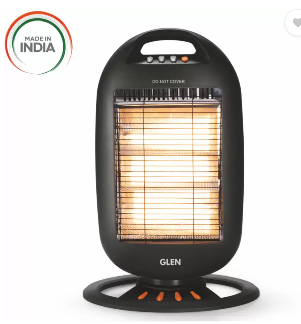 Glen HA 7017 HL Black 1200 watt Electric Halogen Room Heater with 3 Heat Settings Black-HA7017HL Halogen Room Heater