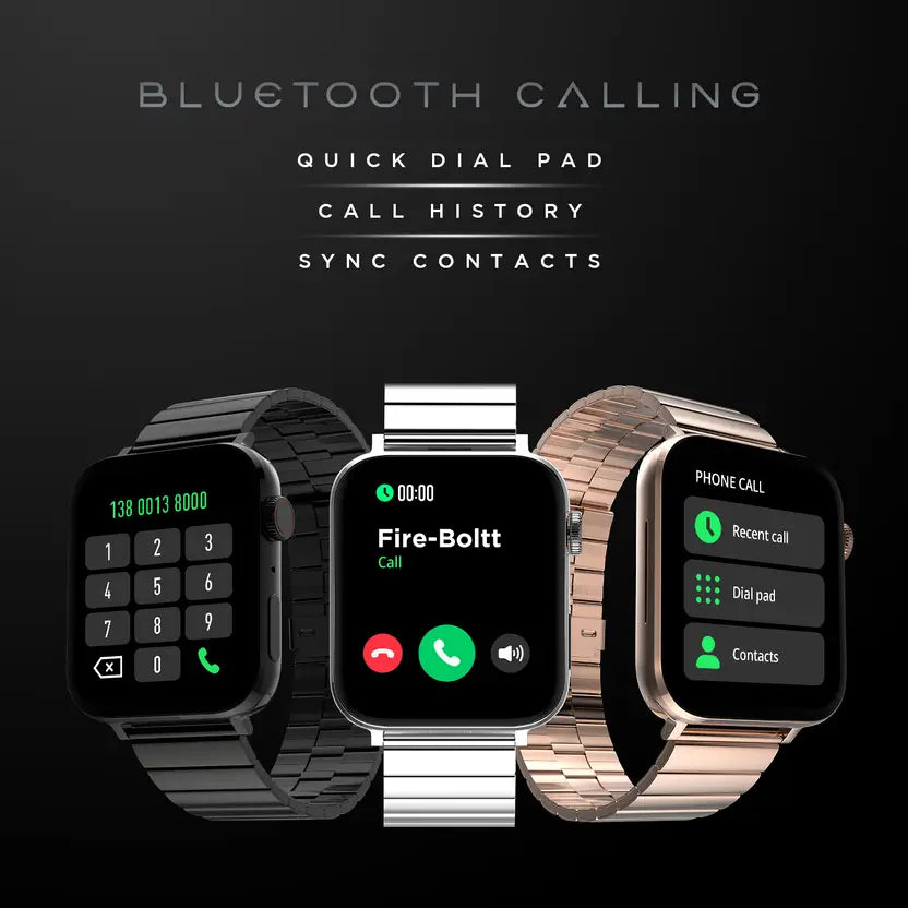 Fire-Boltt Zenith 45.2mm (1.78) AMOLED,Luxury Smart Watch, Bluetooth Calling Rotating Crown Smartwatch (Gold SS Strap, Free Size)