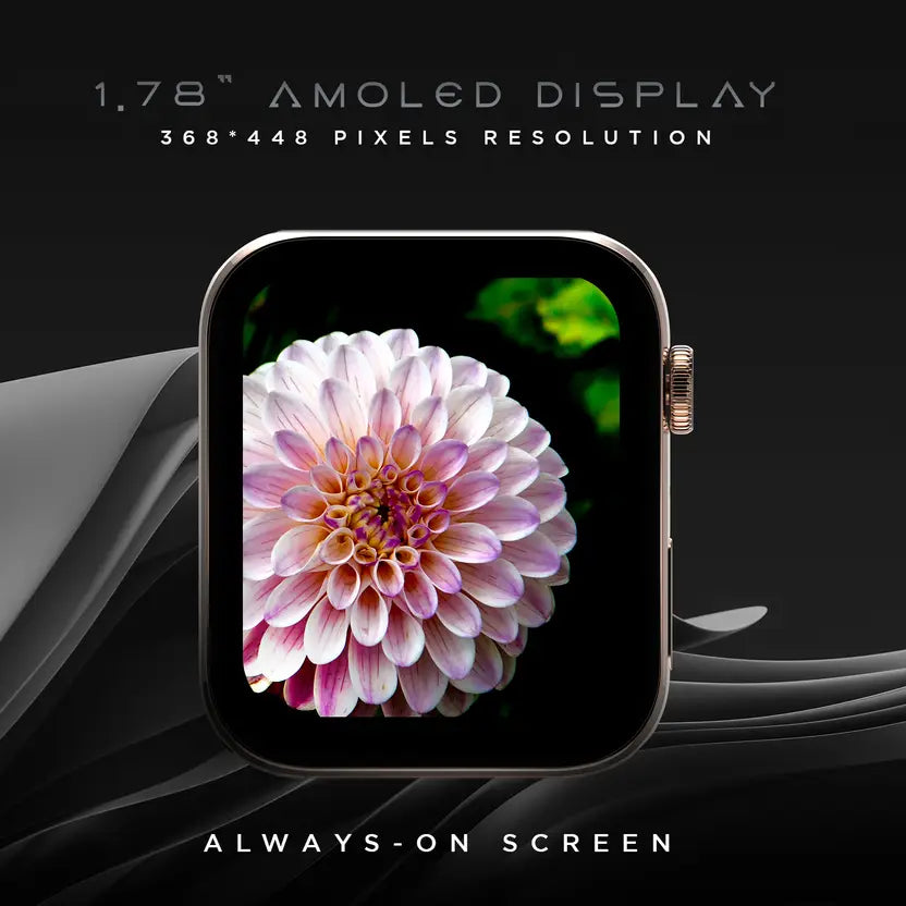 Fire-Boltt Zenith 45.2mm (1.78) AMOLED,Luxury Smart Watch, Bluetooth Calling Rotating Crown Smartwatch (Gold SS Strap, Free Size)