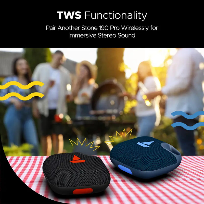 boAt Stone 190 Pro w/ 12 HRS Playback, TWS Feature & IPX6 Splash Resistance 5 W Bluetooth Speaker (Tropical Blue, Mono Channel)
