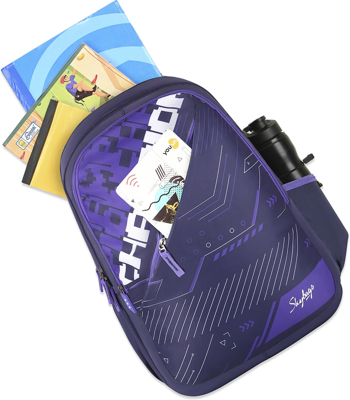 SKYBAGS Flow Casual Printed School Bag For Girls and Boys with Rain Cover 37.5 L