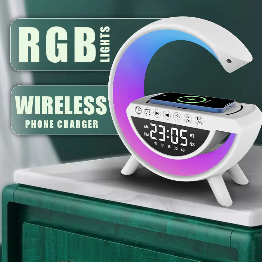 SnapUp Groove G RGB Lights Wireless Charging Alarm 5-In-1 Playback TYPE C BOOM SOUND 5 W Bluetooth Speaker (White, Mono Channel)