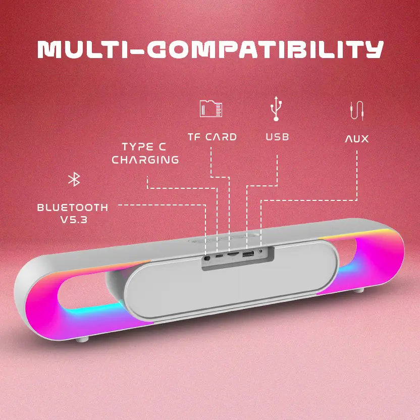 SnapUp Boom X Pro Upto 8 HR Music TYPE C BOOM Sound Multi-Compatibility RGB TWS Feature 16 W Bluetooth Party Speaker (White, Stereo Channel)