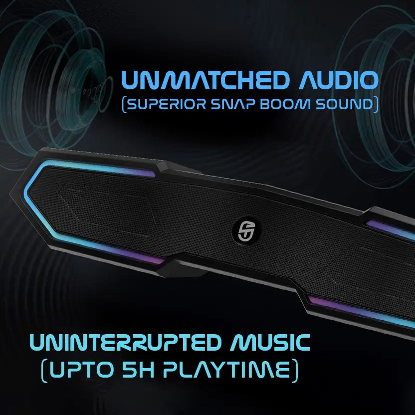 SnapUp Boom Edge Non Stop Music TYPE C BOOM Sound Multi-Compatibility RGB TWS Feature 16 W Bluetooth Party Speaker (Black, Stereo Channel)