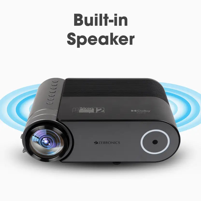 ZEBRONICS Zeb-PixaPlay 12 (4400 lm / 1 Speaker / Remote Controller) Projector (Black)