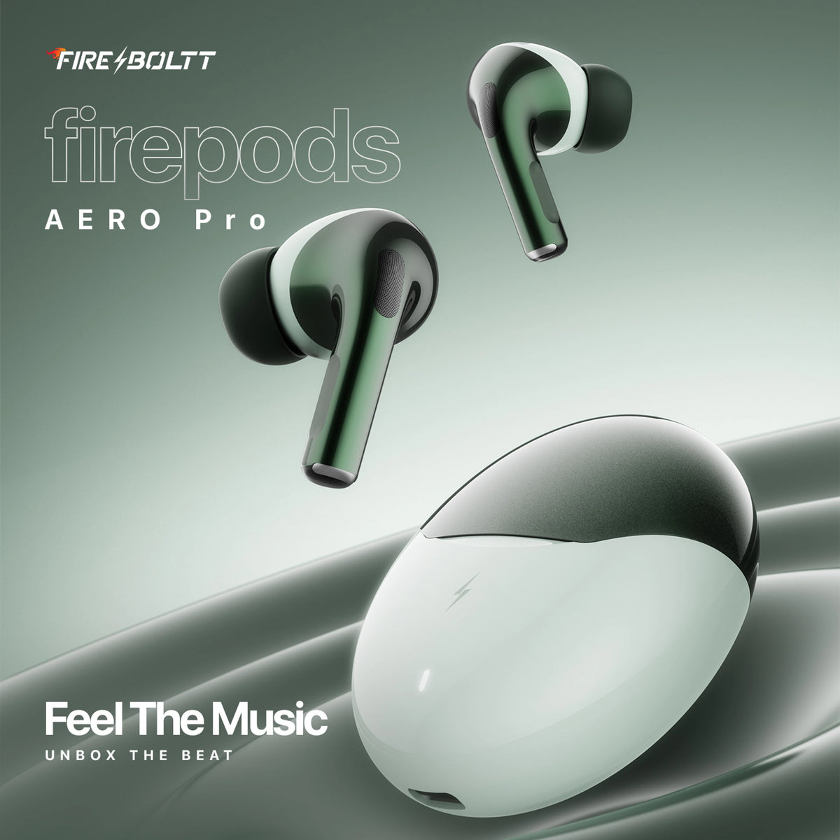 Fire-Boltt Aero Pro TWS Earbuds, Custom EQ Profiles, 50H Battery, Quad Mic ENC, BT 5.4 Bluetooth Headset (Sage, True Wireless)