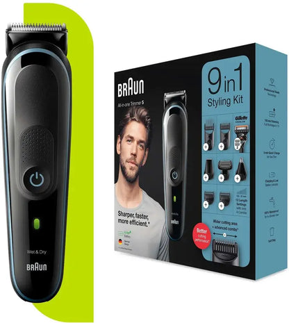 Braun MGK5380, 9-in-1 Beard Trimmer for Men, All-in-One Tool, 7 attachments Trimmer 100 min Runtime 13 Length Settings (Black)